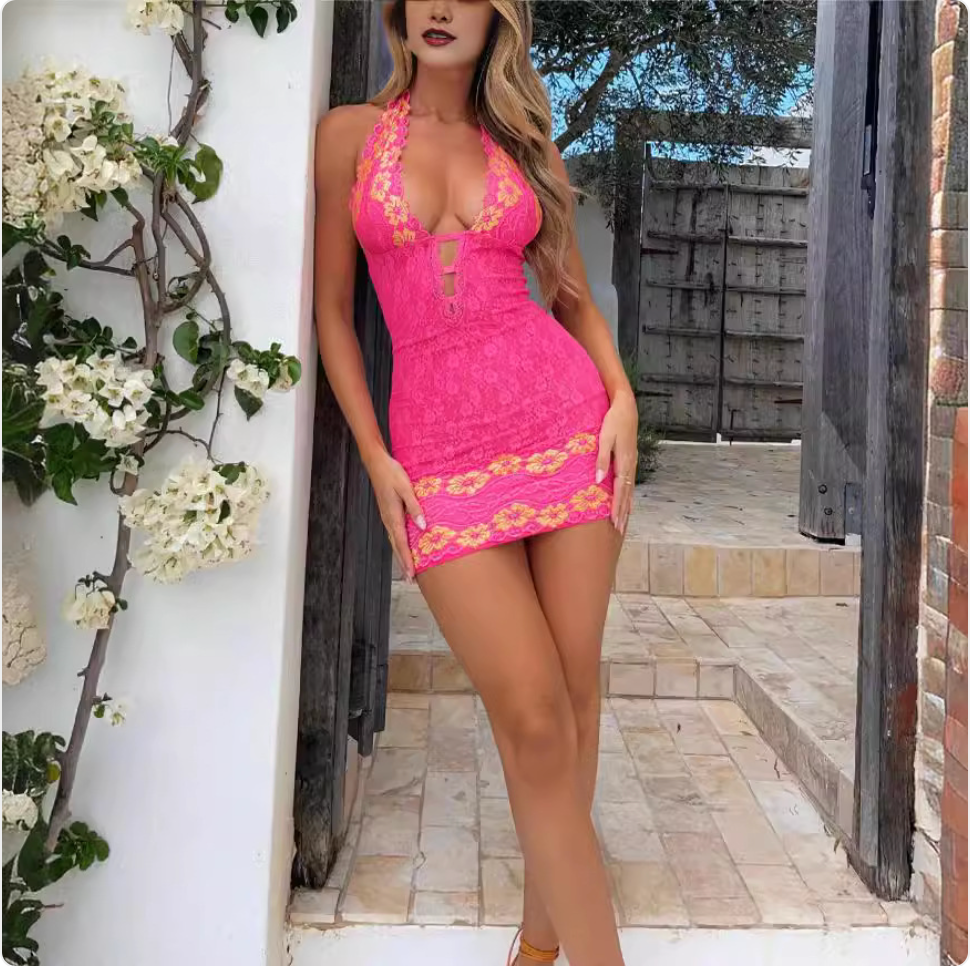 Lace Backless Bodycon Dress